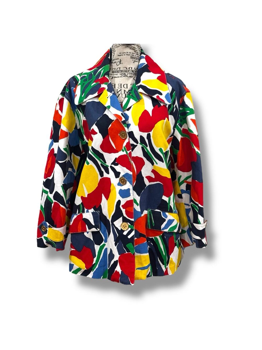 Ralph Lauren Size 2X Abstract Watercolor Print Mid Length Cotton Jacket